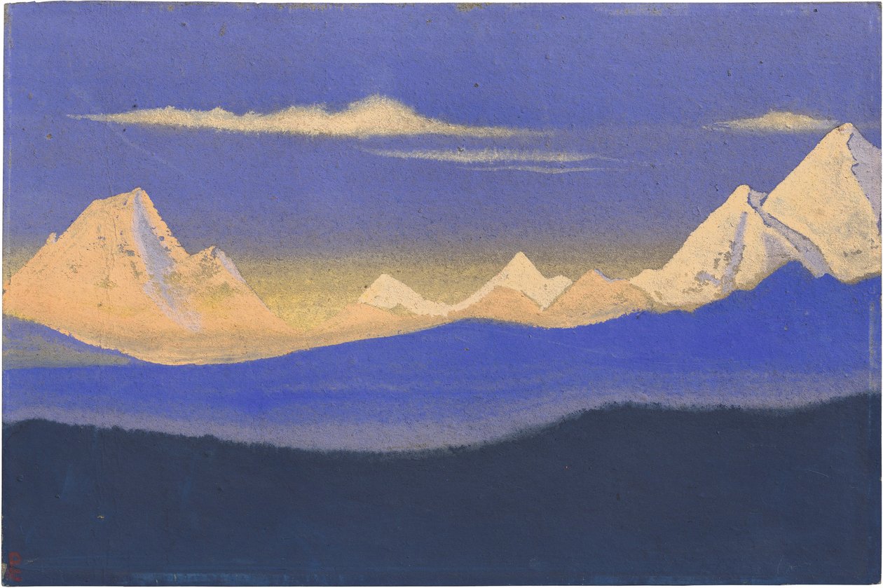 Himalaya af Roerich, Nicholas (1874-1947). Tempera på pap, størrelse: 30,5x45,7 af Nicholas Roerich