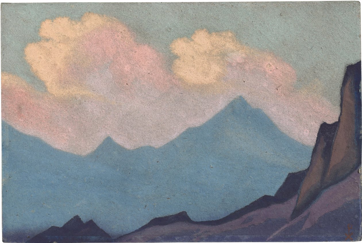 Himalaya af Roerich, Nicholas (1874-1947). Tempera på pap, størrelse: 30,5x45,7 af Nicholas Roerich