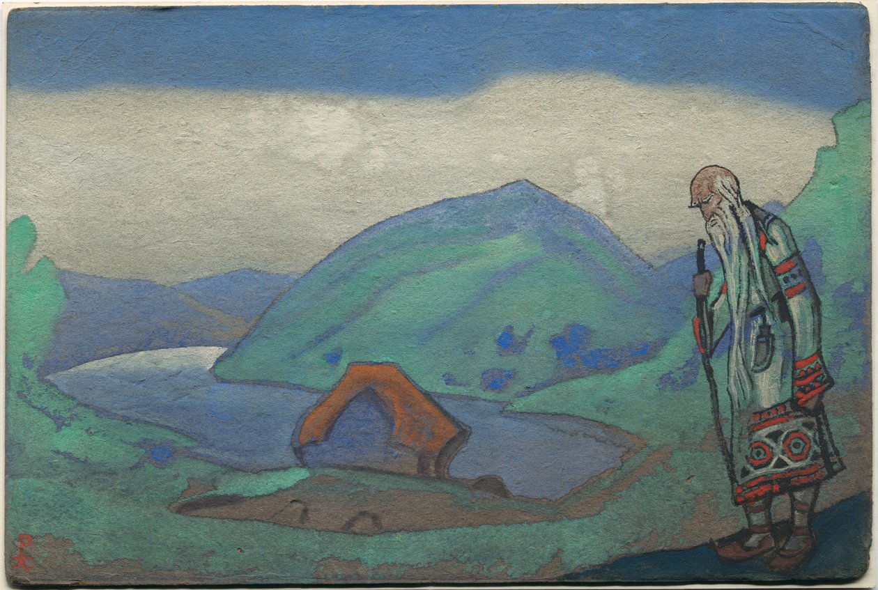 The Sage, scenografi og kostumedesign til Stravinskys ballet "Le Sacre du Printemps", 1944 af Nicholas Roerich