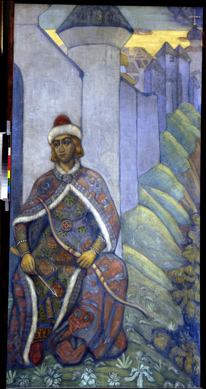 En ridder. Maleri af Nicholas Roerich (1874-1947), tempera på lærred af Nicholas Roerich