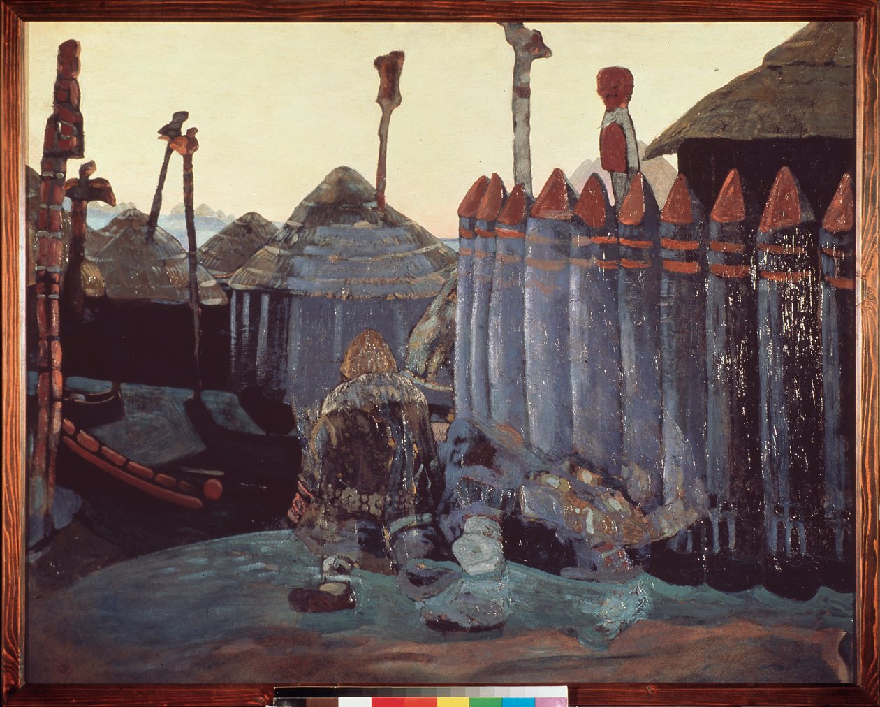 En hedensk høj. (Middelalderen, Ukraine). Værk af Nicolas (Nicholas) Roerich (1874-1947), tempera på pap af Nicholas Roerich
