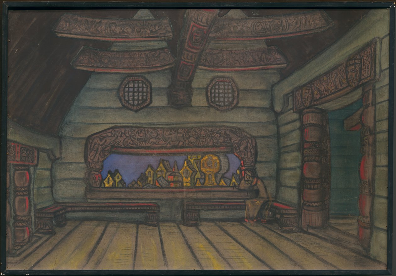 Yaroslavnas tårnværelse, indretning til Borodins opera "Prins Igor", 1914 af Nicholas Roerich