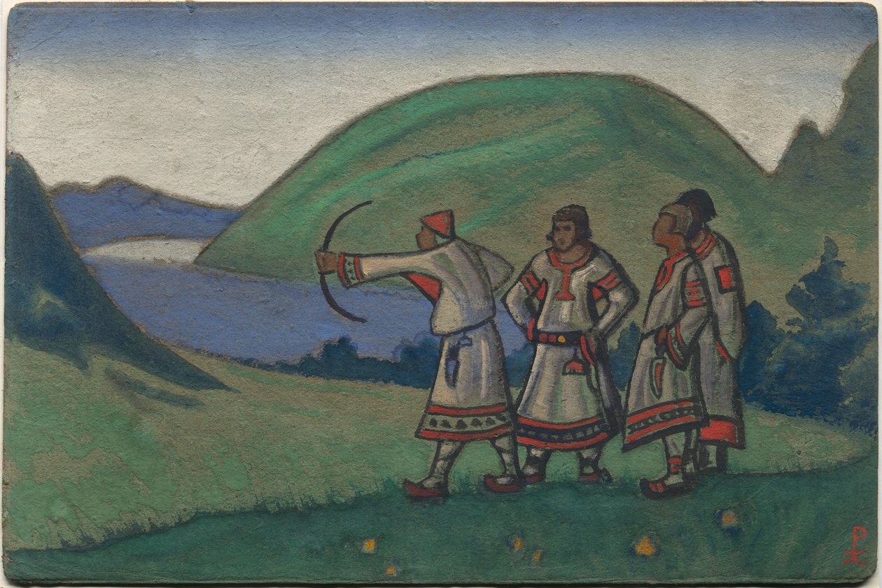 Ungdom, indretning og kostumedesign til Stravinskys ballet "Le Sacre du Printemps", 1944 af Nicholas Roerich