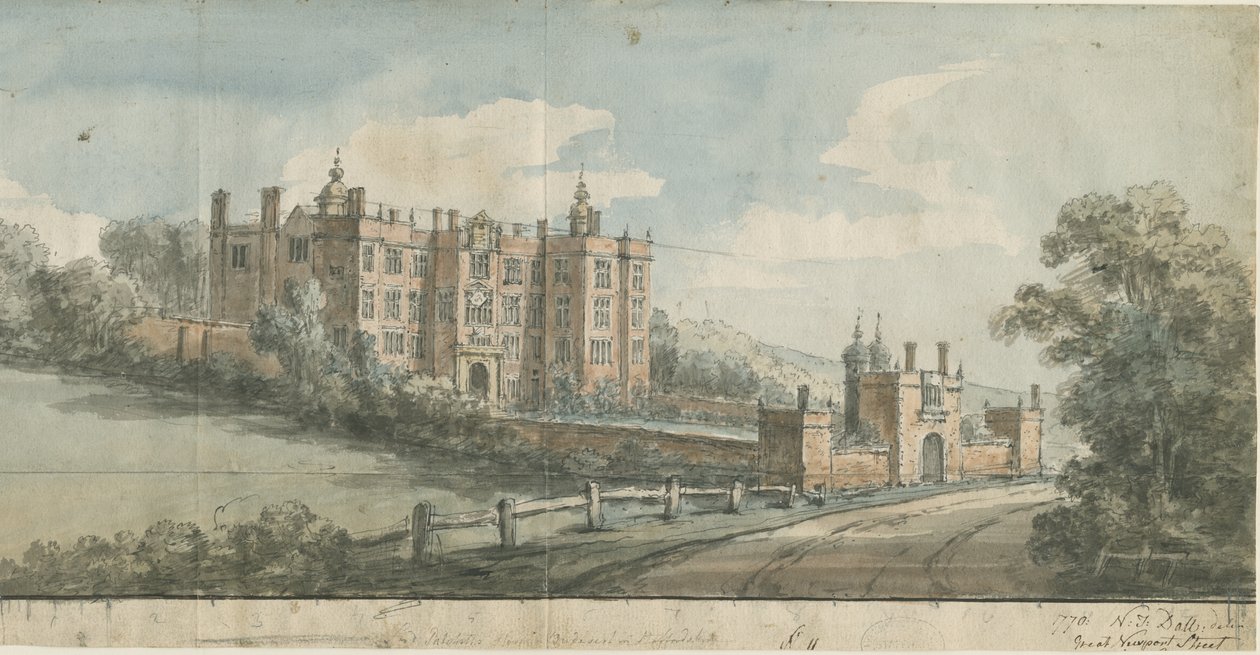 Beaudesert Hall and Park: vandfarvemaleri, 1770 af Nicholas Thomas Dall