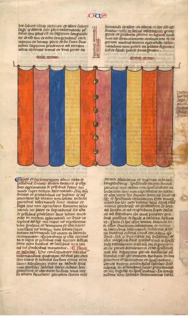 Tabernaklets forhæng, et af seks illustrerede blade fra Postilla Litteralis..., ca. 1360-1 af Nicholas of Lyra