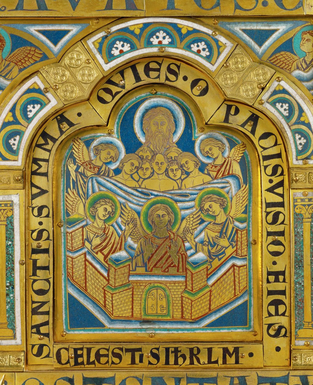 Himmelske Jerusalem, fra Verdun-alteret ... (emaljeplade i champleve-teknik på forgyldt kobber) af Nicholas of Verdun