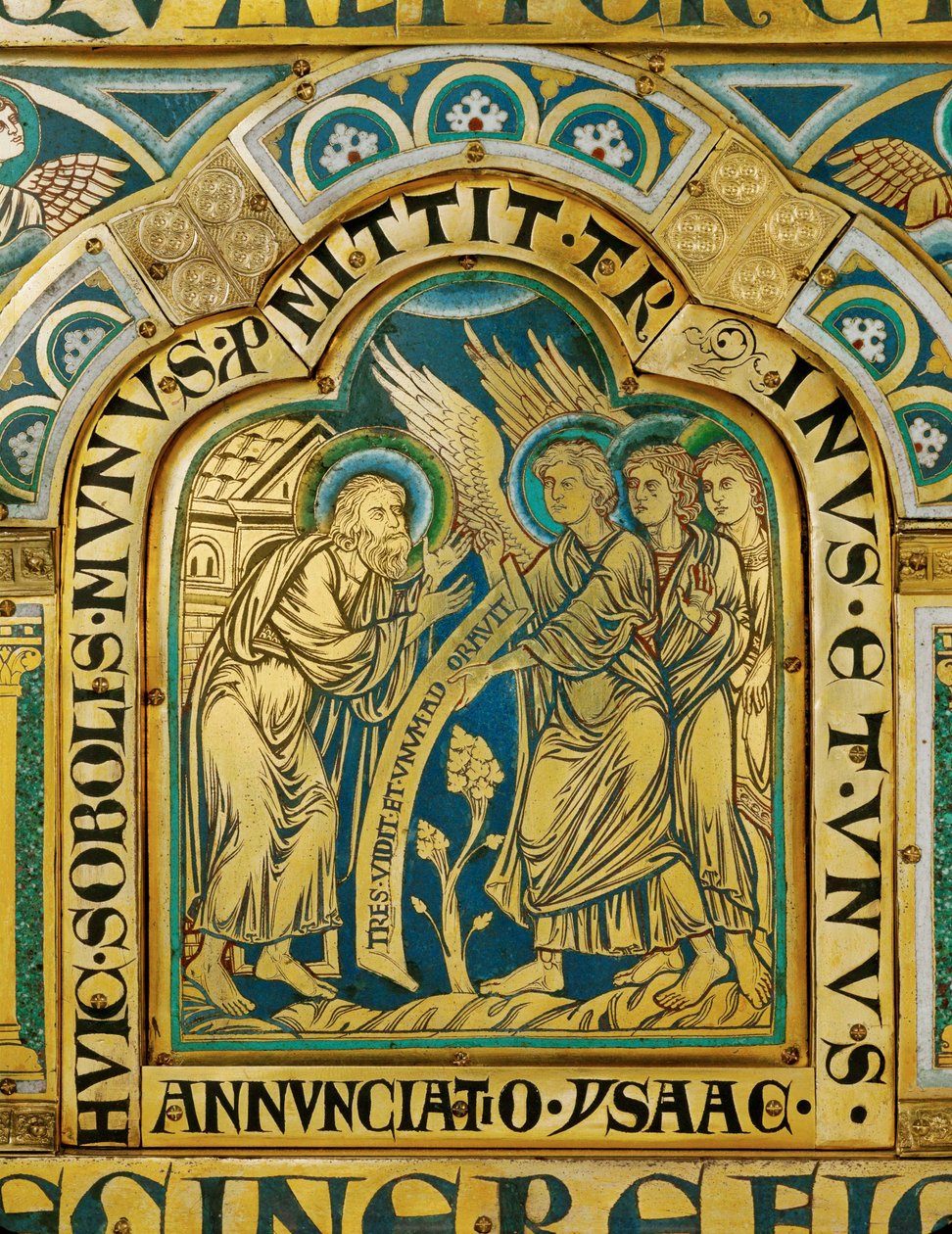 De tre engle besøger Abraham ... af Nicholas of Verdun