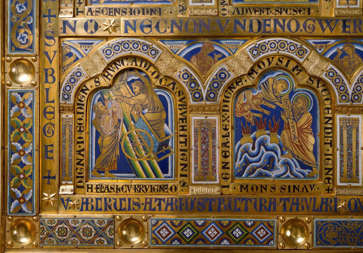 Verdun-alter lavet i guld og emaille af Nicolas de Verdun (ca. 1130/50-1205): scener fra Det Gamle og Nye Testamente: detaljer, der viser Elias
