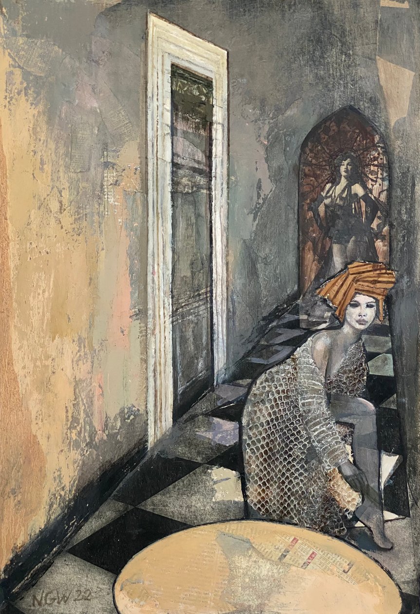 Snakeskin Dress, 2022-23 (blandede medier på papir) af Nick Williams