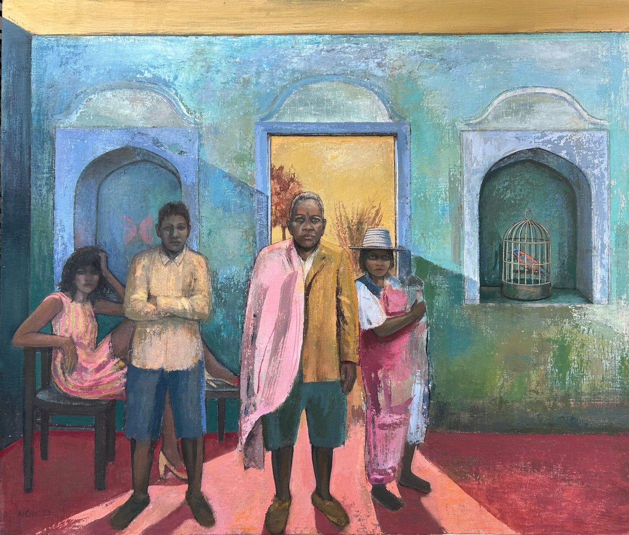 The Caged Bird, 2019-23 (olie på plade) af Nick Williams