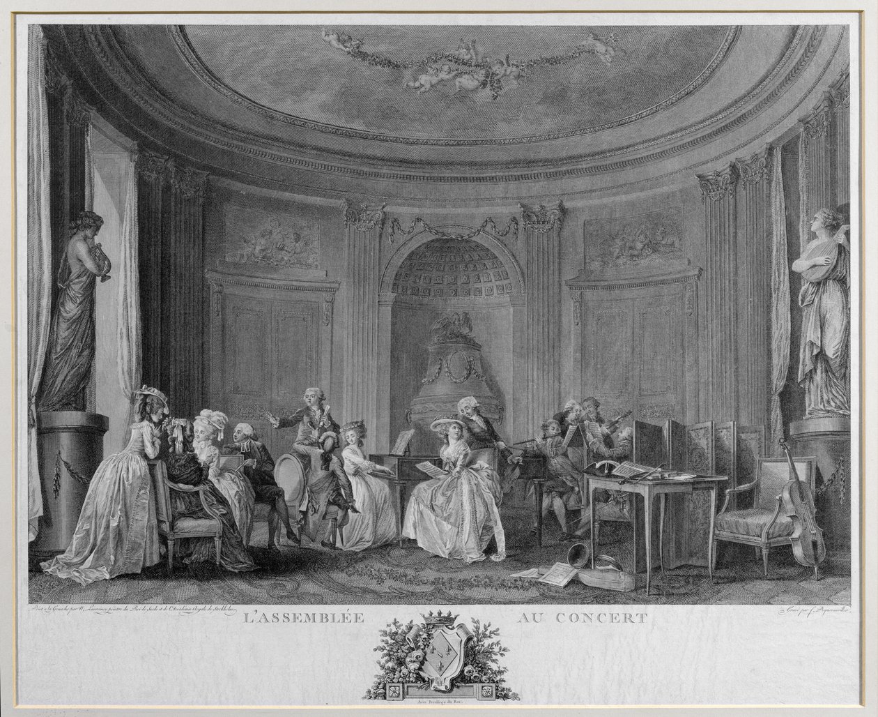 Forsamlingen ved koncerten, indgraveret af Francois Nicolas Barthelemy Dequevauviller (1745-1807) af Niclas II Lafrensen