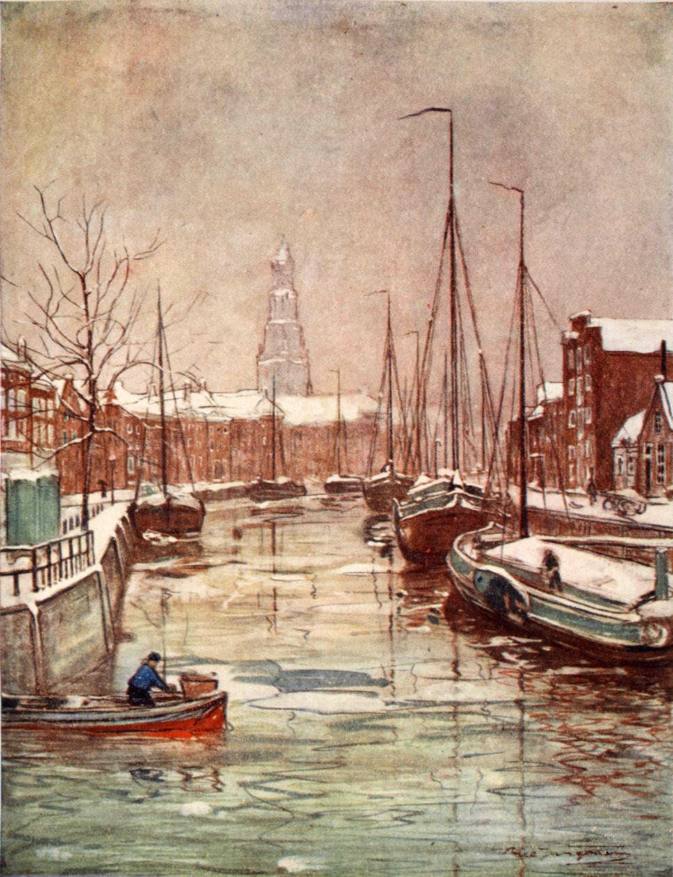 En Groningen-kanal i begyndelsen af vinteren, 1904 af Nico Jungman