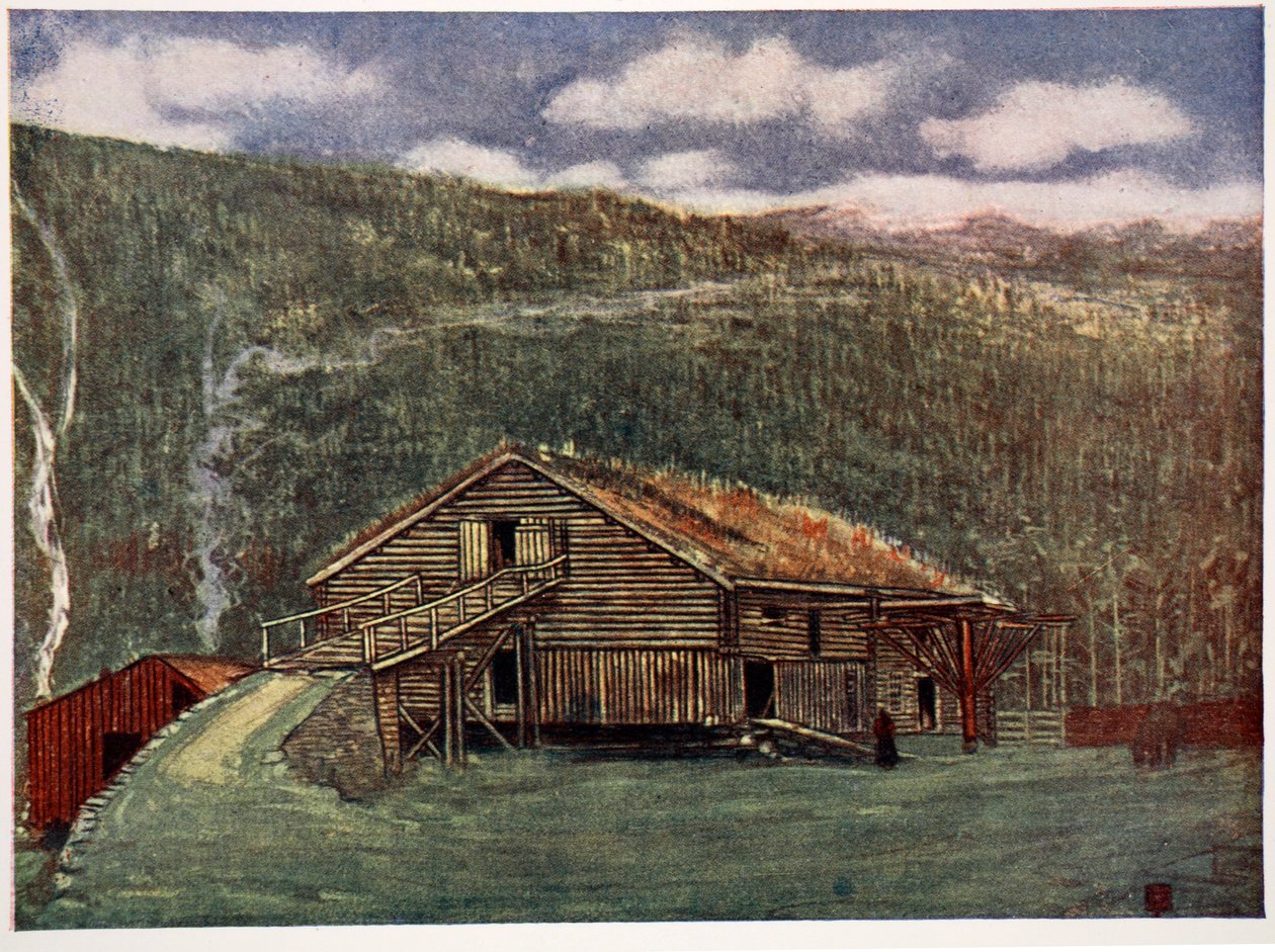Gårdhus og Mølle ved Gjoba, 1905 af Nico Jungman