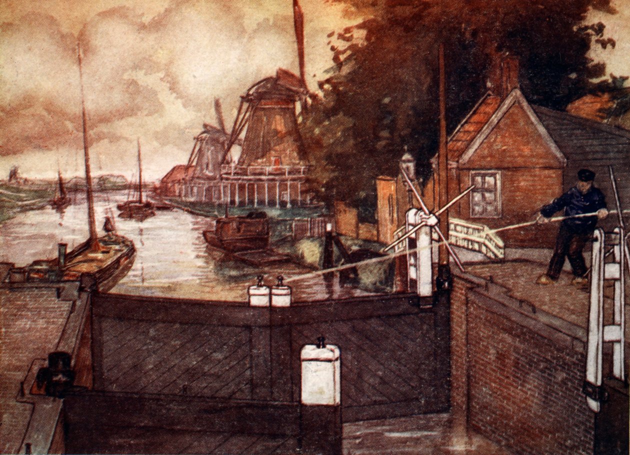 Noordervaldeursluis, Zaandam, 1904 af Nico Jungman