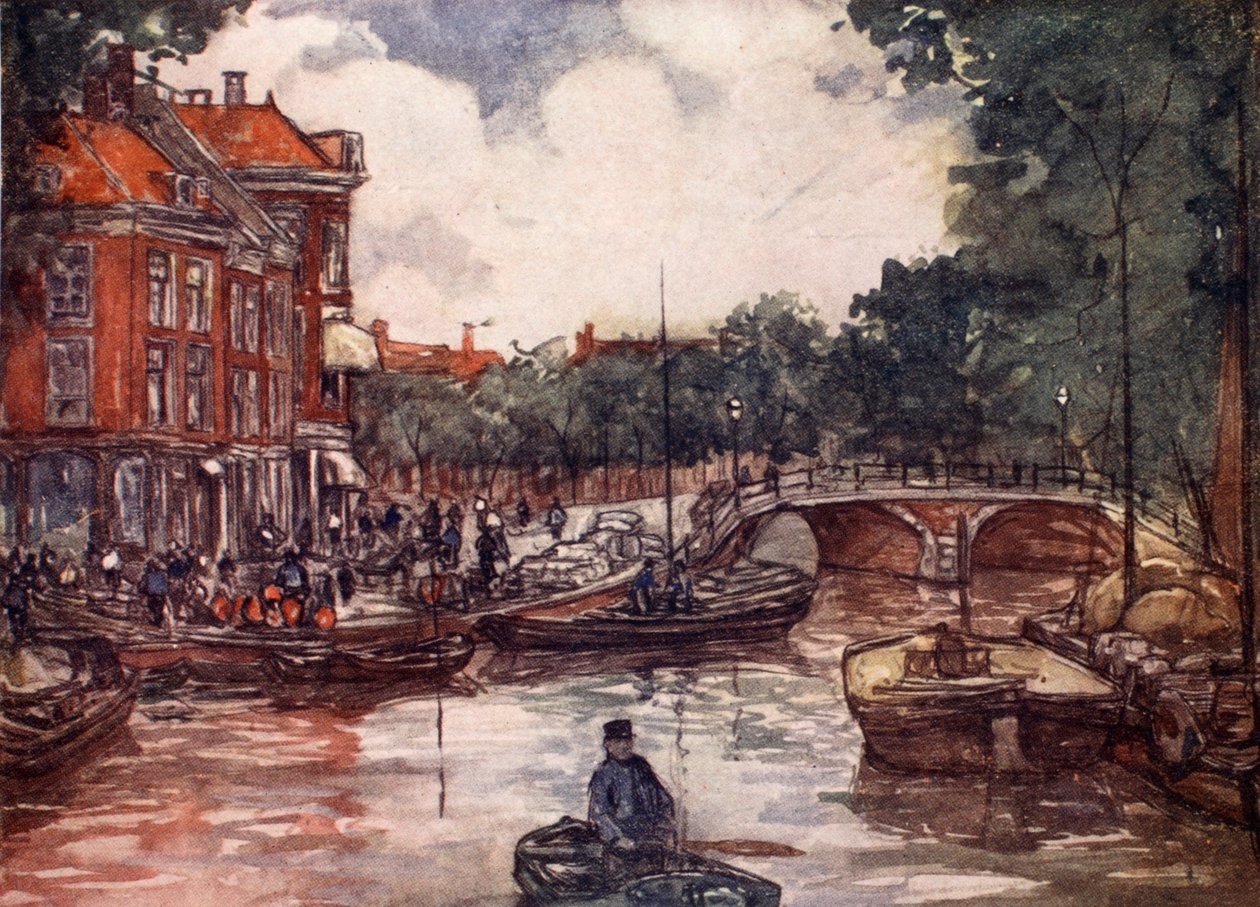 Fiskebroen, Leiden, 1904 af Nico Jungman