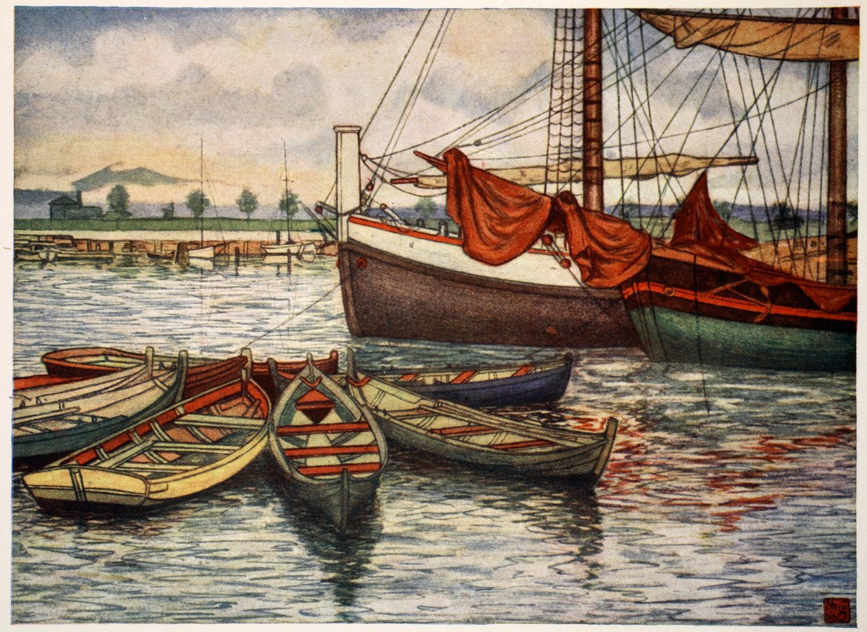 Trondhjem: Old Boats, 1905 af Nico Jungman