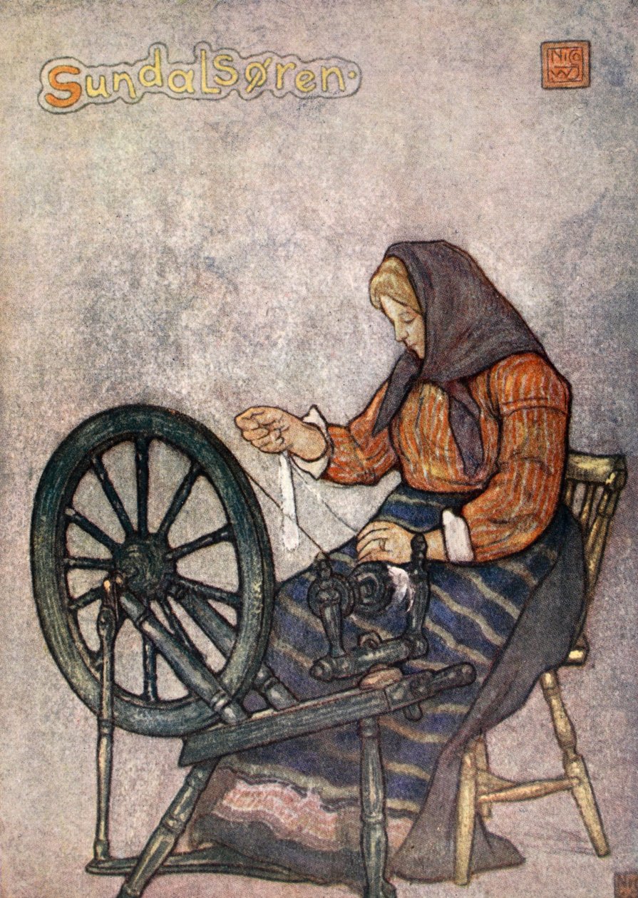 Kvinde der spinder, Sundalsoren, 1905 af Nico Jungman