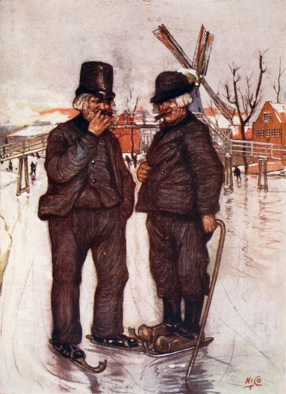 Gamle hollændere på skøjter, 1904 af Nico Jungman