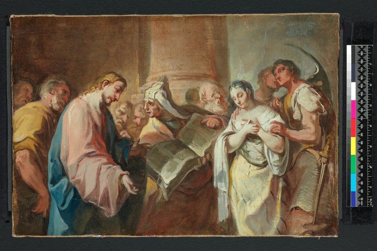 Kvinden taget i utroskab, før 1750 (olie på lærred) af Nicolò (attr. to) Grassi