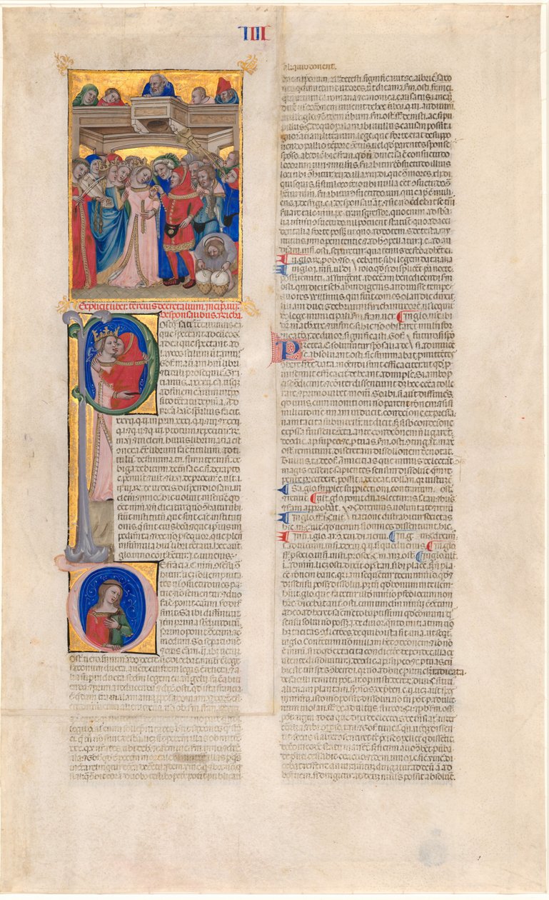 Ægteskabet; brudens kys (initial P); bruden forladt (indledende D) af Nicolò da Bologna