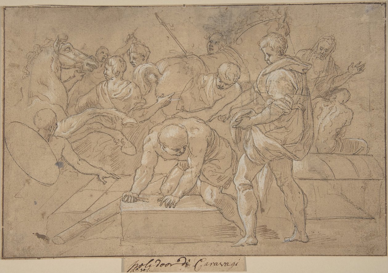 Historisk Scene Composition Study for Chapelle de Guise, 1500-tallet. af Nicolò dell