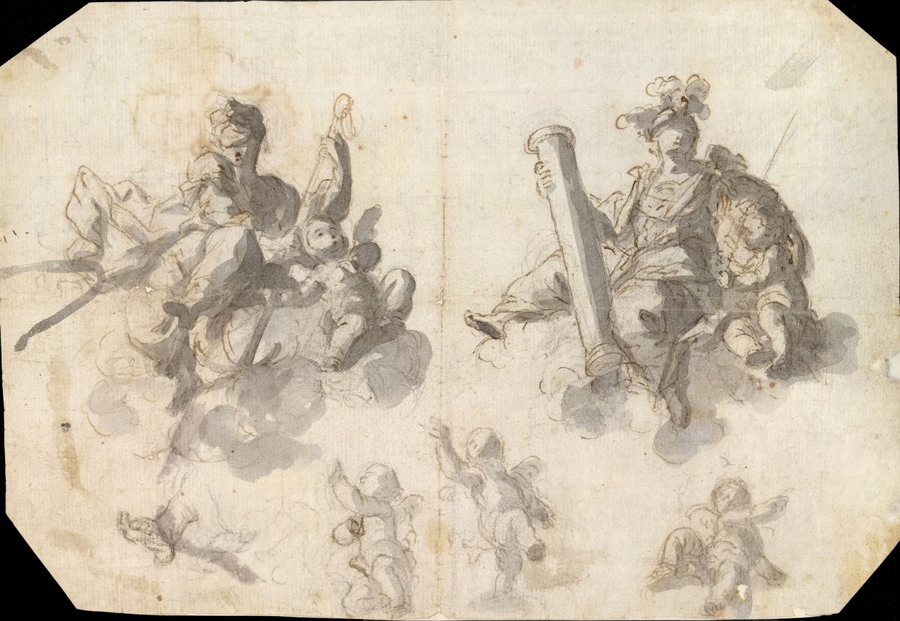 Allegory of Hope and Fortitude undersøgelse af Nicola Bertucci