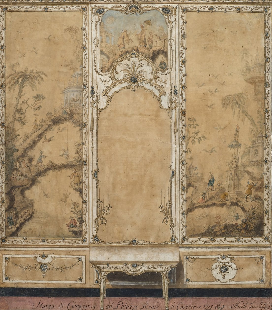 Vægdekoration til tegnestuen i Palace of Caserta af Nicola Fiore
