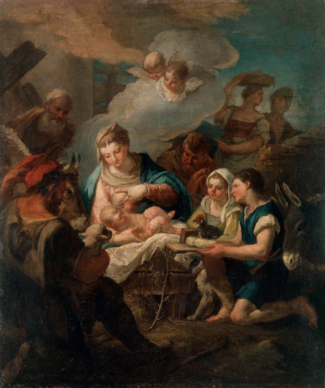 Tilbedelsen af Kristusbarnet, 1700-tallet af Nicola Grassi