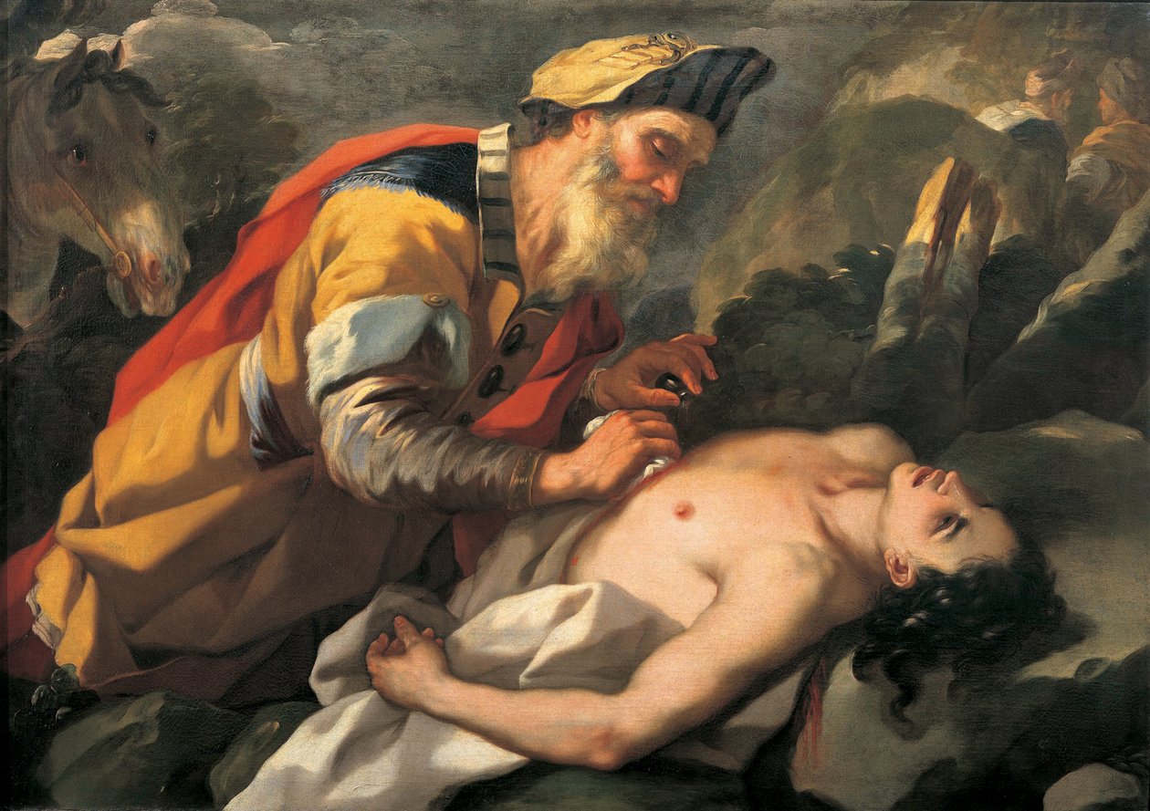 Den barmhjertige samaritaner, ca 1705. af Nicola Malinconico