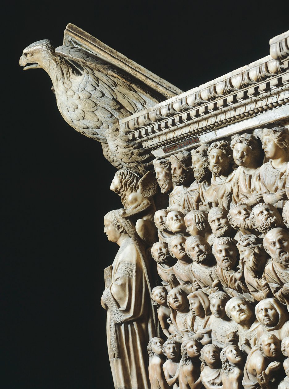 Pergamon eller prædikestol, af Nicola Pisano (aktiv 1258-1278), Detail, Siena Cathedral, Toscana, 1265-1269 af Nicola Pisano