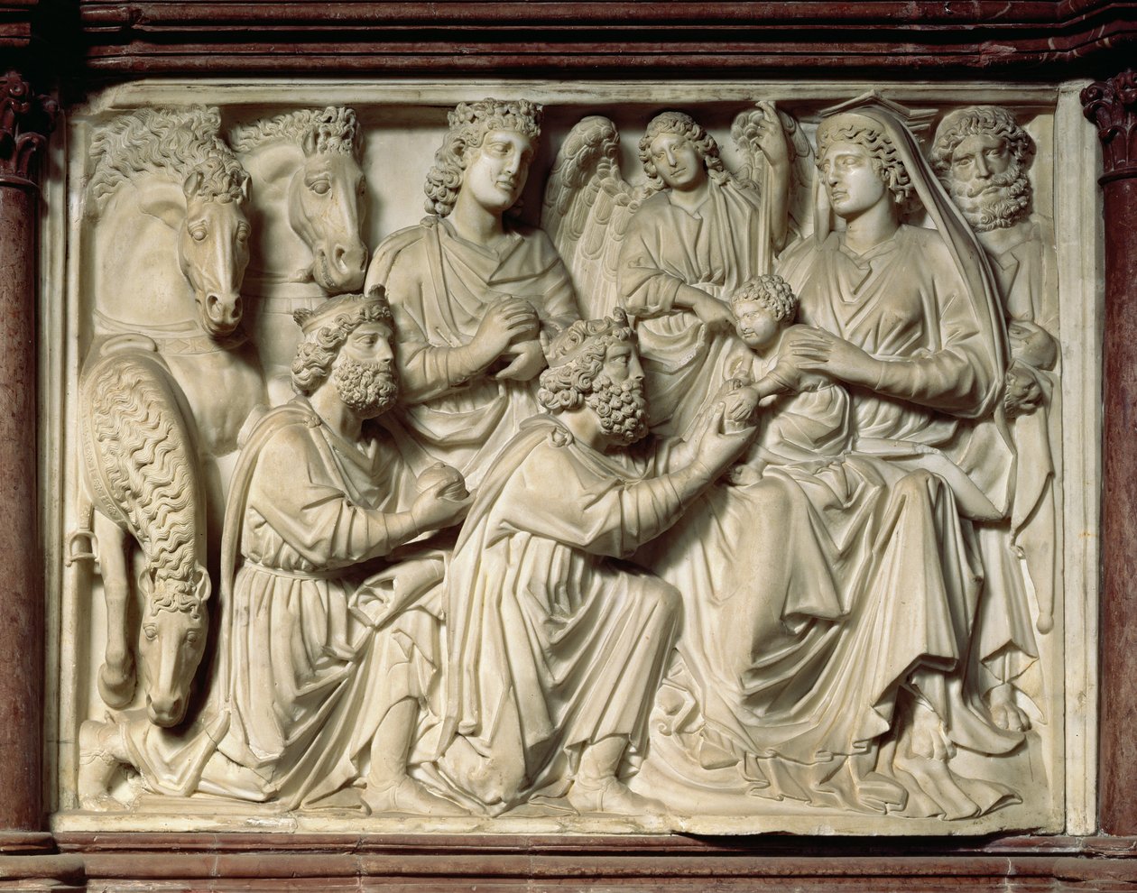 Relief, der viser tilbedelsen af vismændene fra prædikestolen, 1260 af Nicola Pisano