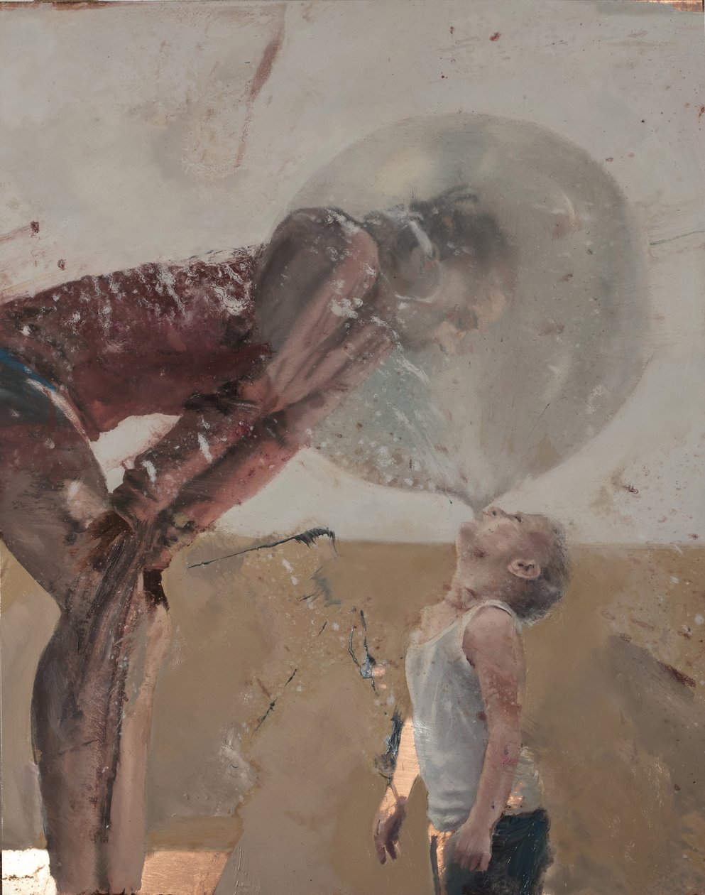 Bubble III (Barn med mor), 2020 (olie på kobber) af Nicola Pucci
