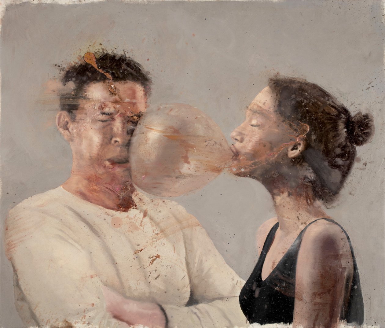 Bubble I (Pige med bokser), 2020 (olie på lærred) af Nicola Pucci