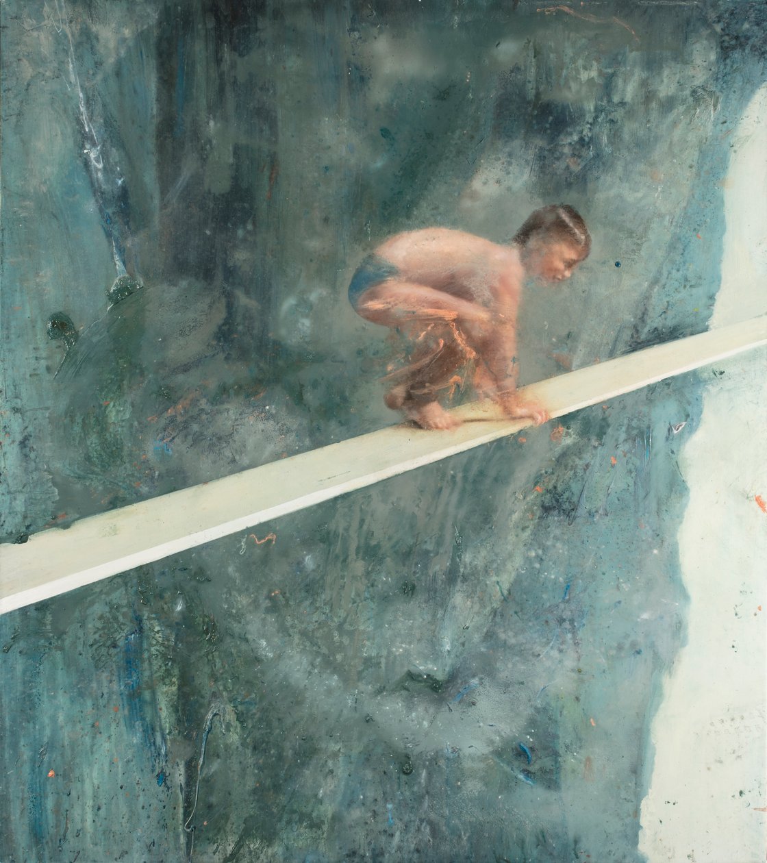 Barn på bræt, 2017 (olie på lærred) af Nicola Pucci