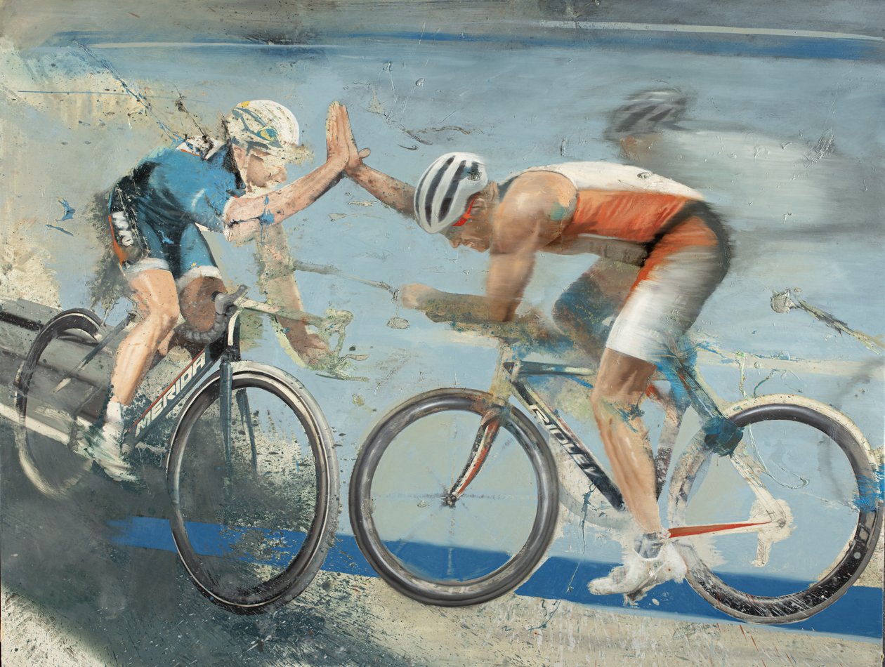 Cyklister, 2021 (olie på lærred) af Nicola Pucci