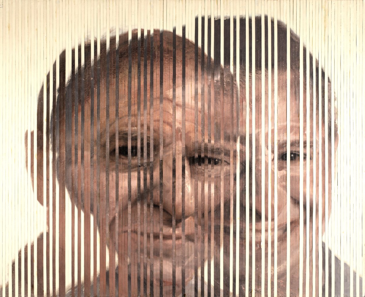 Face Fusion III, 2007 (olie på lærred skåret ud og sat på plade) af Nicola Pucci