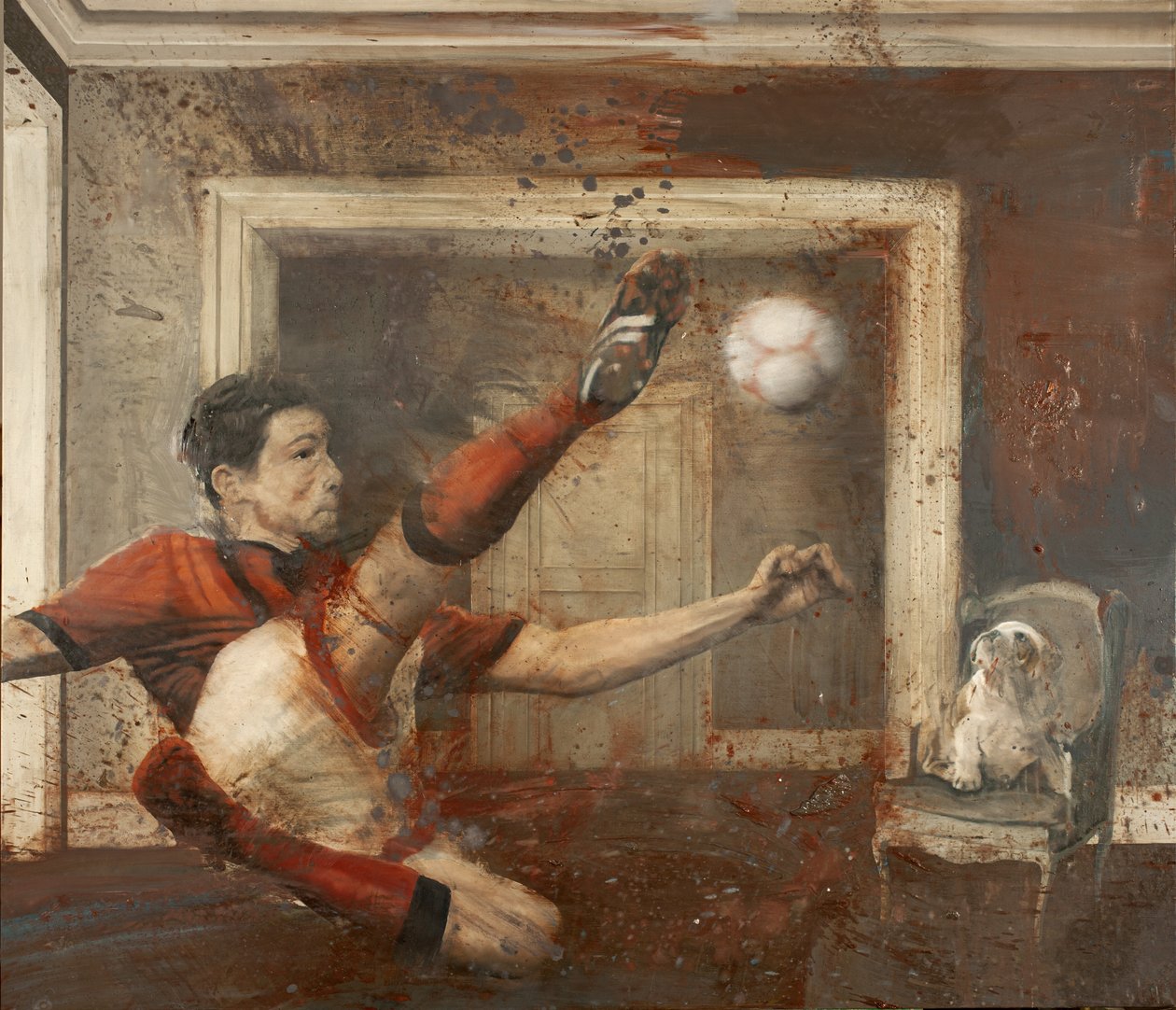 Omvendt med hund, 2015 (olie på lærred) af Nicola Pucci