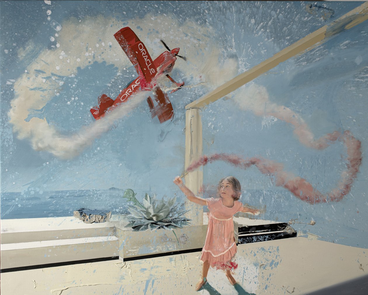 Smoky girl plane, 2022 (olie på lærred) af Nicola Pucci
