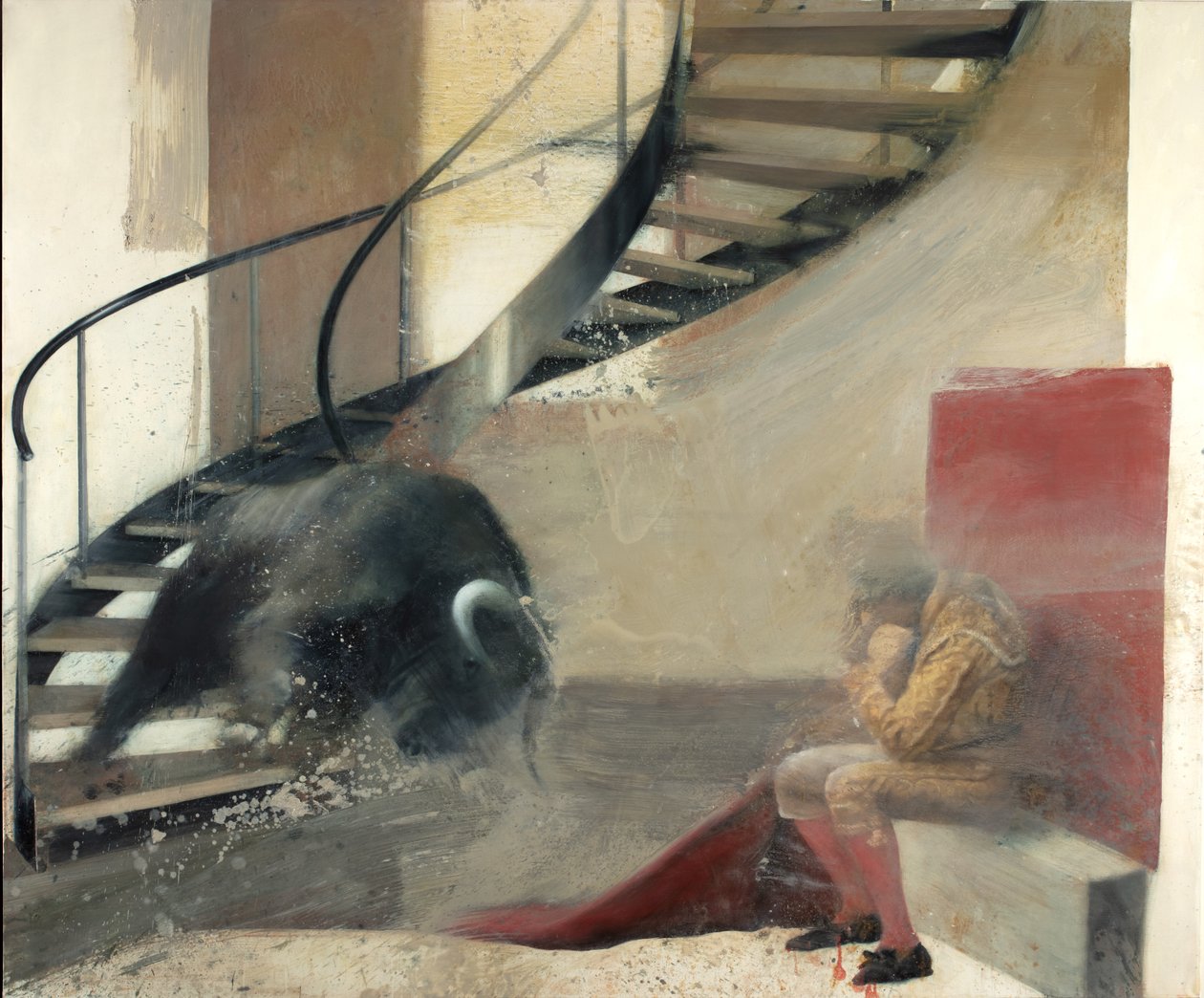 Trappetyr med tyrefægter I, 2013 (olie på lærred) af Nicola Pucci