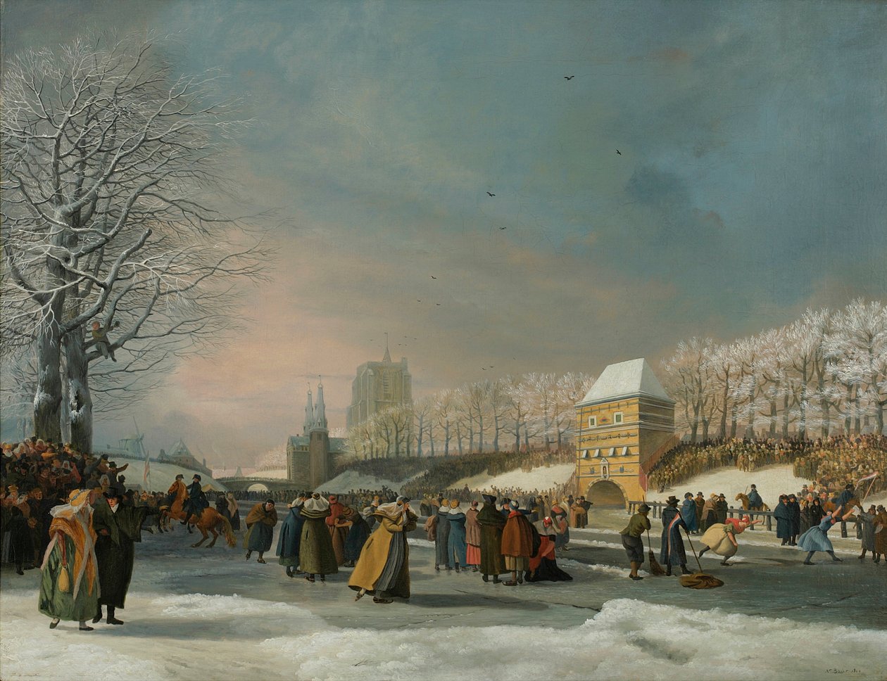 Kvinders hurtigløb på Westersingel i Leeuwarden, 21. januar 1809 af Nicolaas Baur