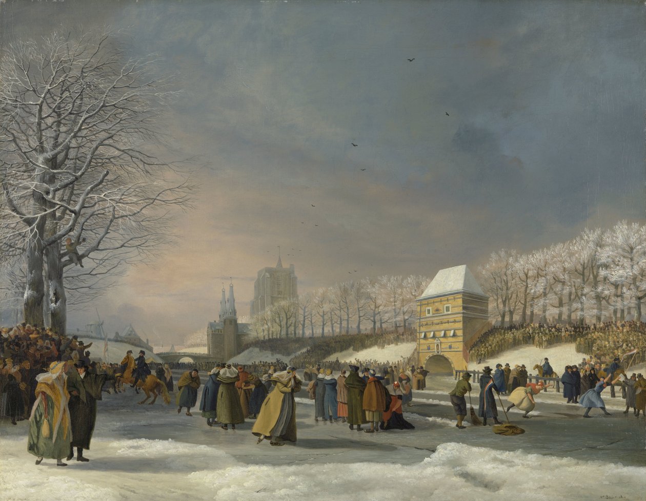 Kvinders skøjtekonkurrence på Stadsgracht i Leeuwarden, 21. januar 1809 Skøjtekonkurrence på Stadsgracht i Leeuwarden den 21. januar 1809 af Nicolaas Baur (signed by artist)
