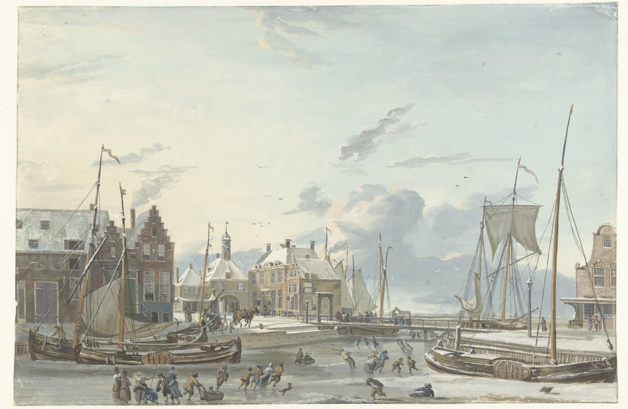 Vinterudsigt i Harlingen af Nicolaas Baur