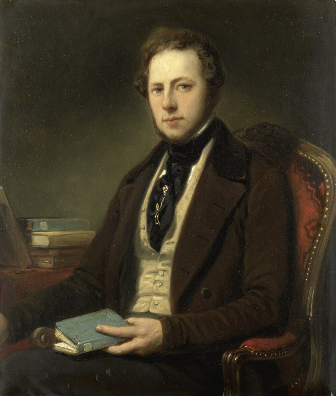Portræt af en mand, måske Petrus Augustus de Genestet (1829-1861) af Nicolaas Pieneman (attributed to)