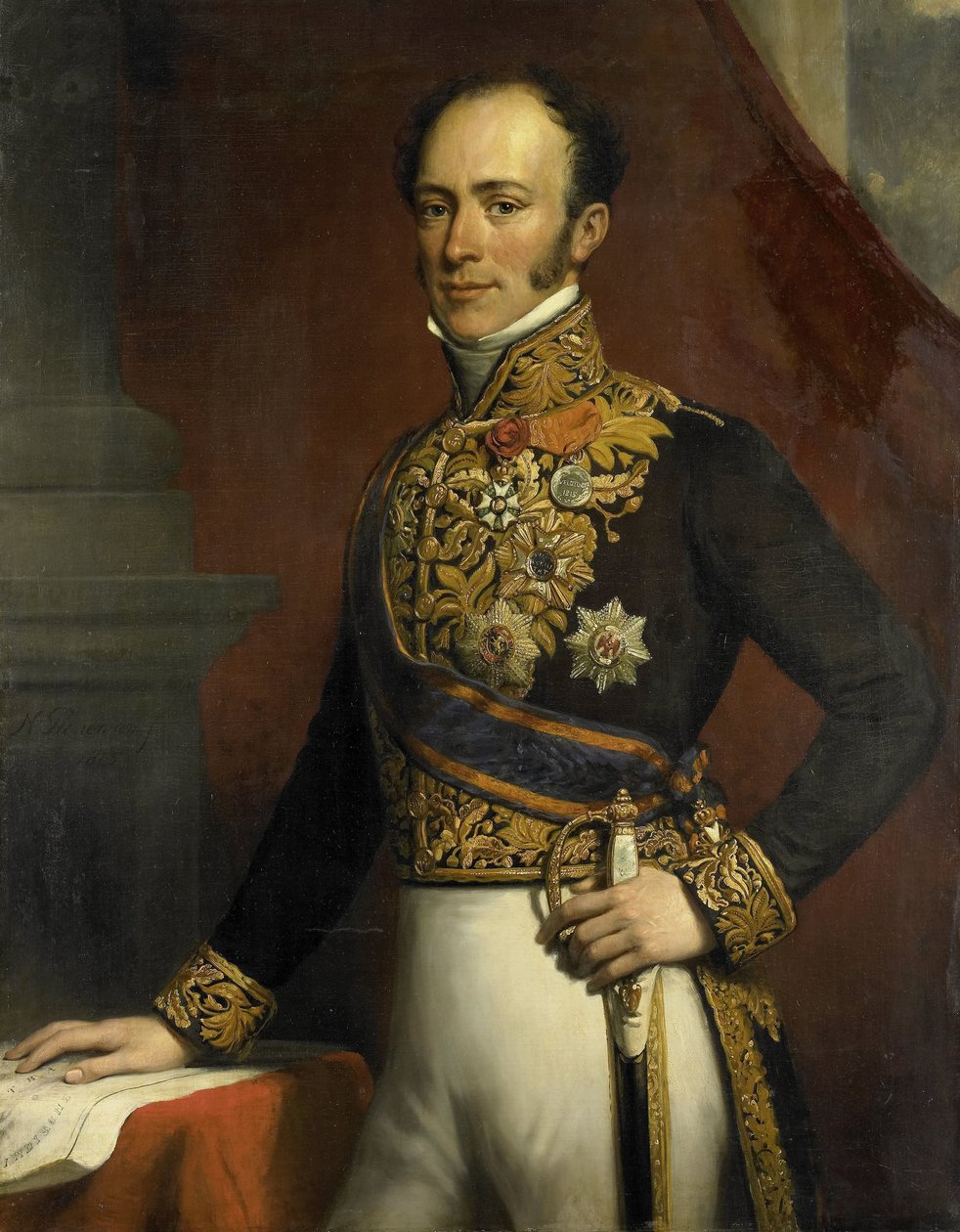 Portræt af Jan Jacob Rochussen, generalguvernør i Hollandsk Ostindien af Nicolaas Pieneman