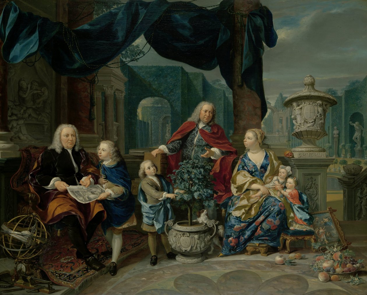 Portræt af David van Mollem med sin familie Portræt af David van Mollem med sin familie af Nicolaas Verkolje