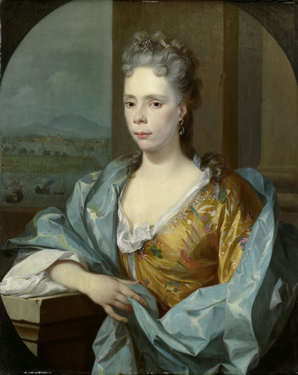 Portræt af Elisabeth van Riebeeck, datter af Abraham van Riebeeck, kone til Gerard van Oosten af Nicolaas Verkolje