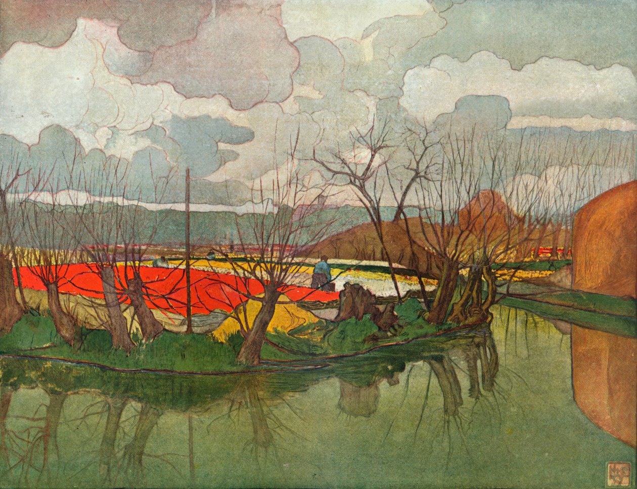 En tulipanfarm i Holland, c1898 af Nicolaas Wilhelm Jungmann
