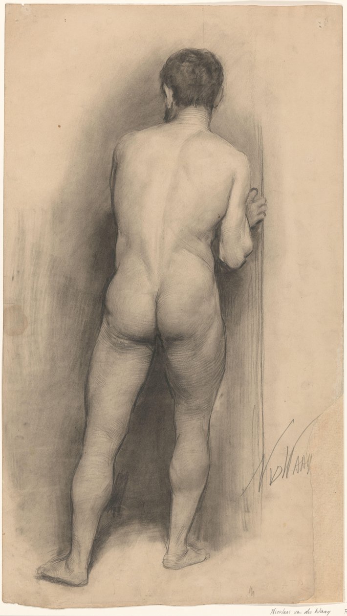 Mand nøgen set bagfra af Nicolaas van der Waay (signed by artist)