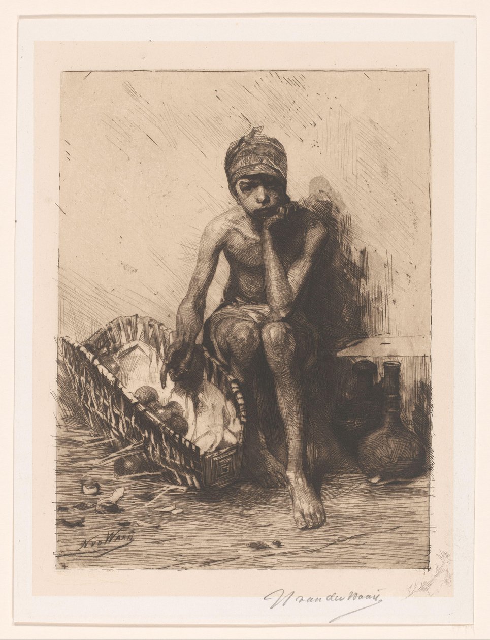 frugtsælger af Nicolaas van der Waay (signed by artist)
