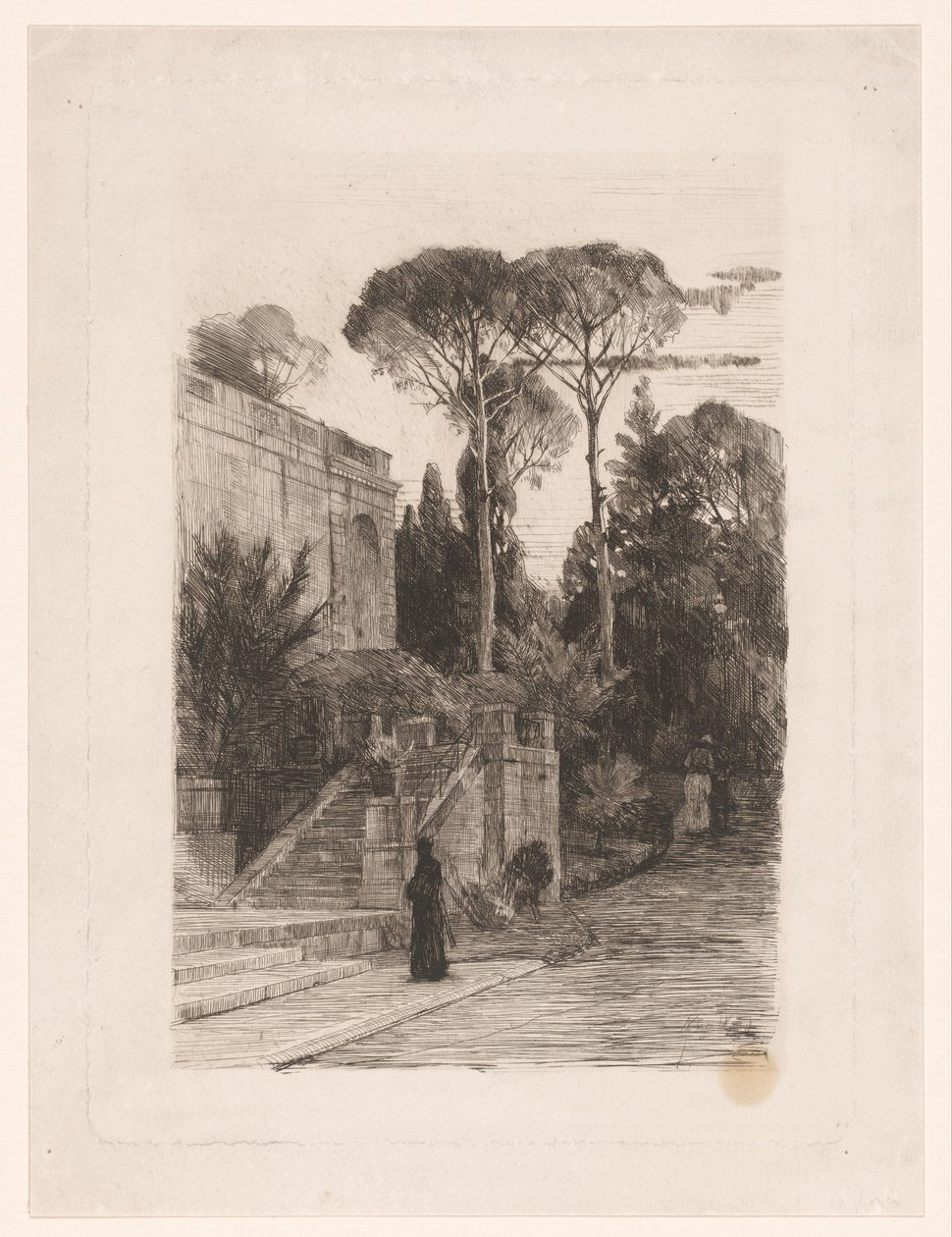 Monumental bygning med have af Nicolaas van der Waay